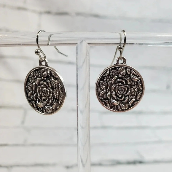Rose Medallion Earrings - Picture 7 of 8